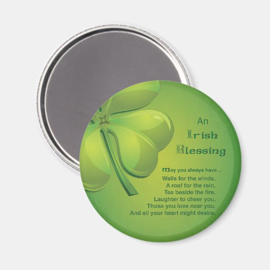 Irish Blessings Green Shamrock, Keltic Magneet (Voorkant / Achterkant)