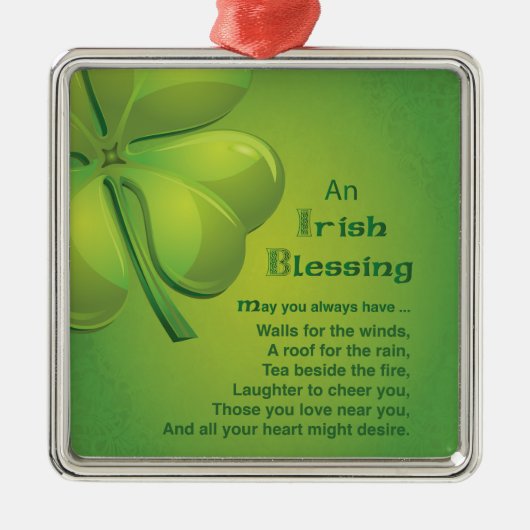 Irish Blessings Green Shamrock, Keltic Metalen Ornament (Voorkant)