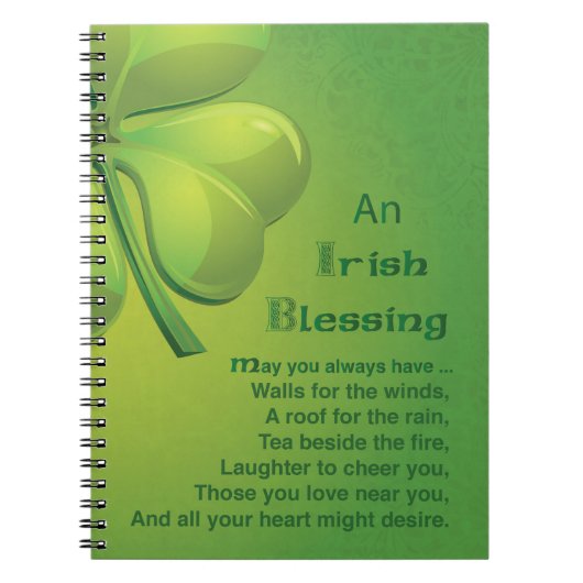 Irish Blessings Green Shamrock, Keltic Notitieboek (Voorkant)