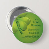 Irish Blessings Green Shamrock, Keltic Ronde Button 7,6 Cm (Voorkant /achterkant)
