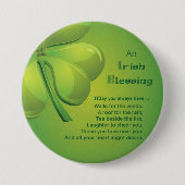 Irish Blessings Green Shamrock, Keltic Ronde Button 7,6 Cm (Voorkant)