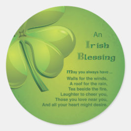 Irish Blessings Green Shamrock, Keltic Ronde Sticker