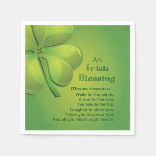Irish Blessings Green Shamrock, Keltic Servet