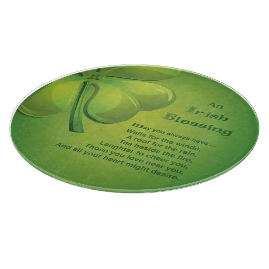 Irish Blessings Green Shamrock, Keltic Snijplank (Hoek)