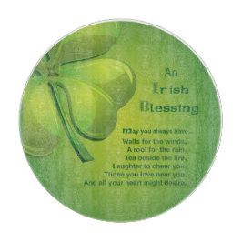 Irish Blessings Green Shamrock, Keltic Snijplank