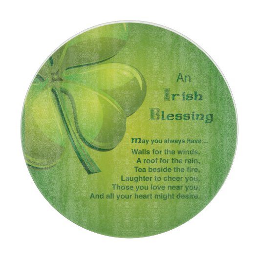 Irish Blessings Green Shamrock, Keltic Snijplank (Voorkant)