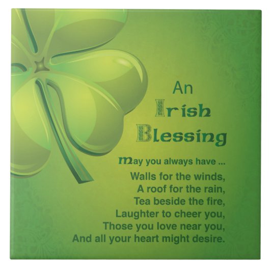 Irish Blessings Green Shamrock, Keltic Tegeltje (Voorkant)