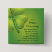 Irish Blessings Green Shamrock, Keltic Vierkante Button 5,1 Cm (Voorkant)