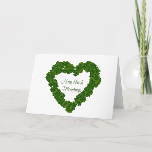Irish Blessings Shamrock Heart Kaart (Voorkant)
