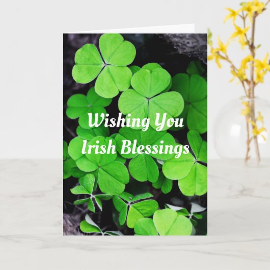 Irish Blessings Shamrocks Wenskaart Kaart (Gele Bloem)