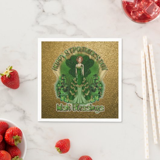 Irish Blessings St Patrick's Day Gold Napkins Servetten (Insitu)