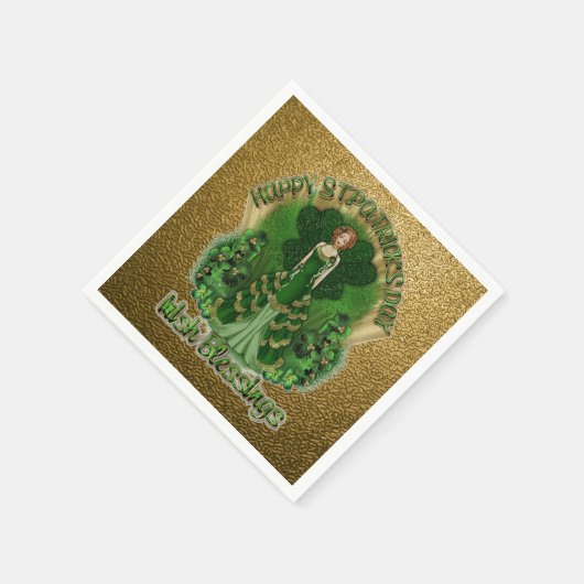 Irish Blessings St Patrick's Day Gold Napkins Servetten (Hoek)