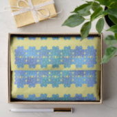 Irish Blue Textured Shamrocks on Yellow Tissuepapier (Geschenk)
