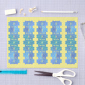 Irish Blue Textured Shamrocks on Yellow Tissuepapier (Craft)