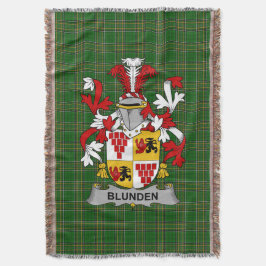 Irish Blunden Coat of Arms Family Crest Ireland Deken