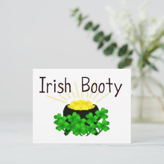 Irish Booty Pot of Gold St. Patrick's Day Briefkaart (Staand voorkant)