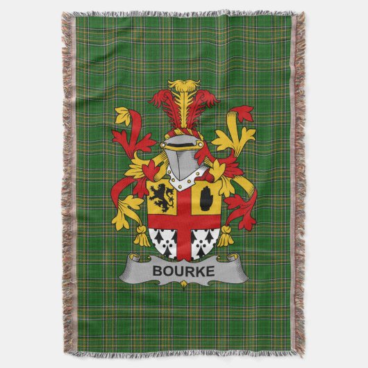 Irish Bourke Coat of Arms Family Crest Ireland Deken (Voorkant Verticaal)