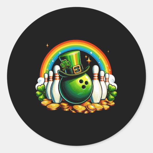 Irish Bowling Bylls Shamrock Leprechaun St Patrick Ronde Sticker (Voorkant)