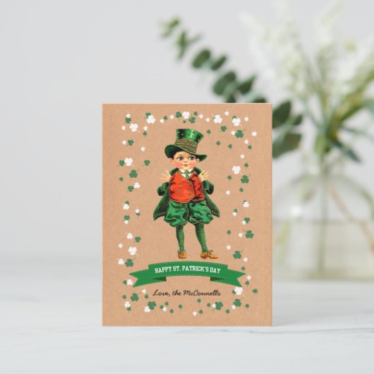  Irish Boy Custom Name St. Patrick's Day Briefkaart (Staand voorkant)