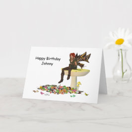 Irish Boy Fairy on Mushroom Birthday Kaart