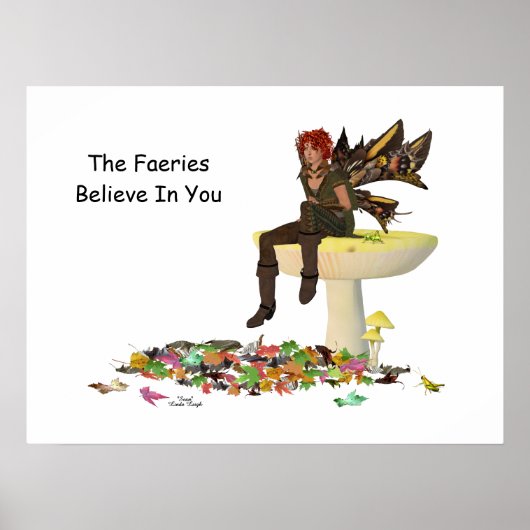 Irish Boy Fairy on Mushroom Poster (Voorkant)