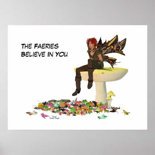 Irish Boy Fairy on Mushroom Poster (Voorkant)