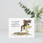 Irish Boy Fairy Op Paddestoel Geboorte Briefkaart (Staand voorkant)