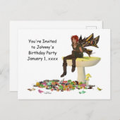 Irish Boy Fairy Op Paddestoel Geboorte Briefkaart (Voorkant / Achterkant)