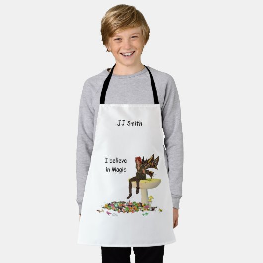 Irish Boy Fairy Op Paddestoel Kinderen Schort (Gedragen)