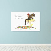 Irish Boy feiy on Mushroom Canvas Print (Insitu (Houten vloer))
