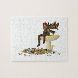 Irish Boy feiy on Mushroom Jigzaag Puzzle Legpuzzel
