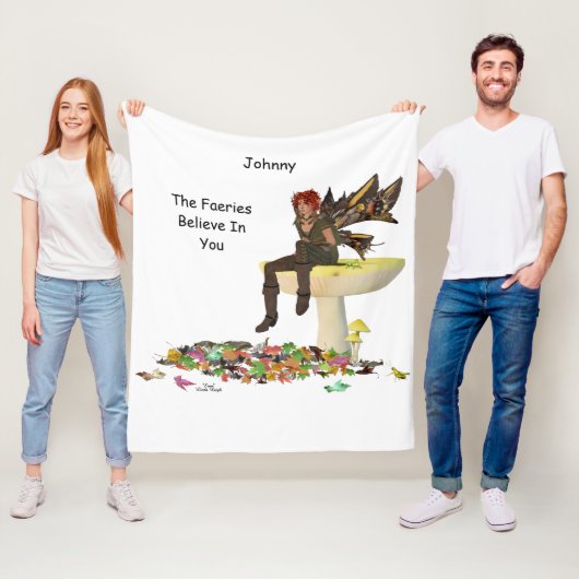 Irish Boy fey on Mushroom Fleece Blanket (In situ)