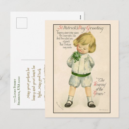  Irish Boy St. Patrick's Day Feestdagenkaart (Voorkant / Achterkant)