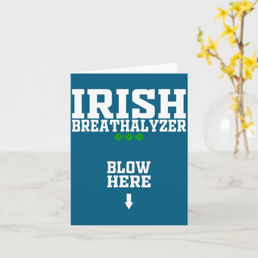 Irish Breathalyzer Blow Here Funny St Patricks Day Kaart (Gele Bloem)