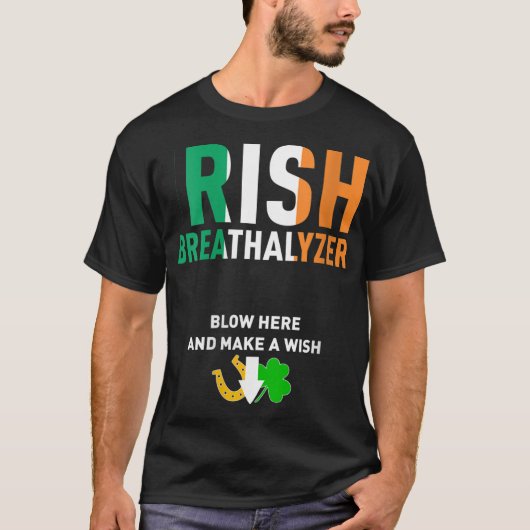 Irish Breathalyzer Blow Hier St. Patrick's Day Dri T-shirt (Voorkant)