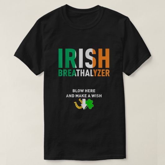 Irish Breathalyzer Blow Hier St Patricks Day Drink T-shirt (Design voorkant)