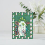 IRISH BRED ST. PATRICK'S DAG HOGER, SHAMROCK-KOE FEESTDAGENKAART (Staand voorkant)