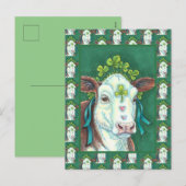 IRISH BRED ST. PATRICK'S DAG HOGER, SHAMROCK-KOE FEESTDAGENKAART (Voorkant / Achterkant)