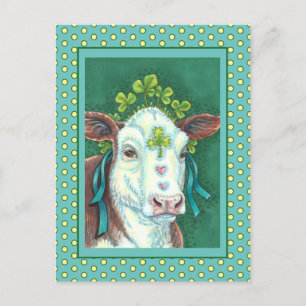 IRISH BRED ST. PATRICK'S DAG HOGER, SHAMROCK-KOE FEESTDAGENKAART