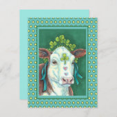 IRISH BRED ST. PATRICK'S DAG HOGER, SHAMROCK-KOE FEESTDAGENKAART (Voorkant / Achterkant)