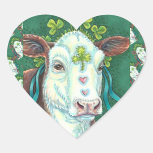 IRISH BRED ST. PATRICK'S DAG HOGER, SHAMROCK-KOE HART STICKER