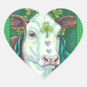 IRISH BRED ST. PATRICK'S DAG HOGER, SHAMROCK-KOE HART STICKER