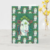 IRISH BRED ST. PATRICK'S DAG HOGER, SHAMROCK-KOE KAART (Gele Bloem)