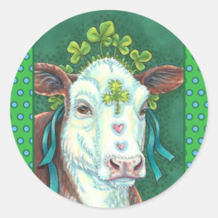 IRISH BRED ST. PATRICK'S DAG HOGER, SHAMROCK-KOE RONDE STICKER