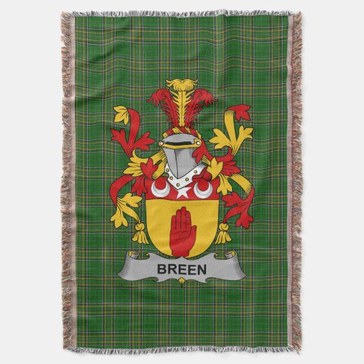 Irish Breen of O_Breen Wapen van de familie Crest Deken (Voorkant Verticaal)