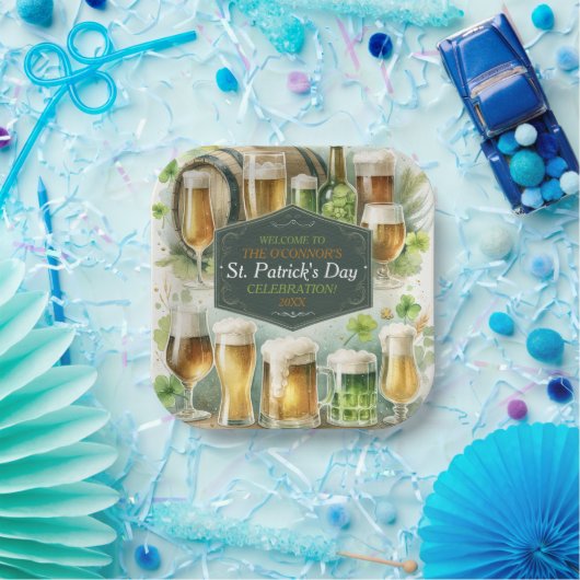 Irish Brews & Cheers St. Patrick's Day Party Papieren Bordje (Feest)