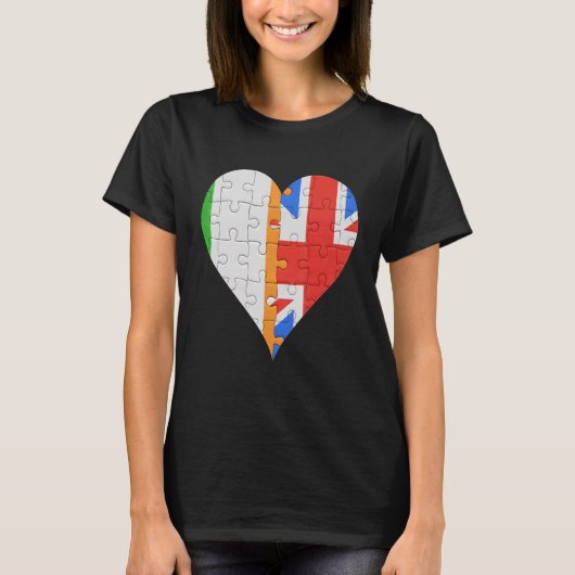 Irish British Flag Heart T-shirt (Voorkant)