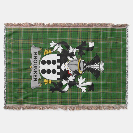 Irish Brounker Coat of Arms Family Crest Ireland Deken (Voorkant)