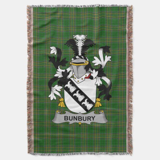 Irish Bunbury Coat of Arms Family Crest Ireland Deken (Voorkant Verticaal)