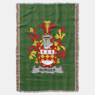 Irish Burges Wapenschild Familie Crest Ierland Deken